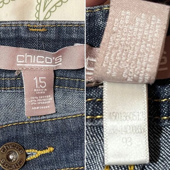 Chico's Straight Leg Jeans Medium Blue Denim 1.5 (10) 28.5” inseam - Picture 9 of 11